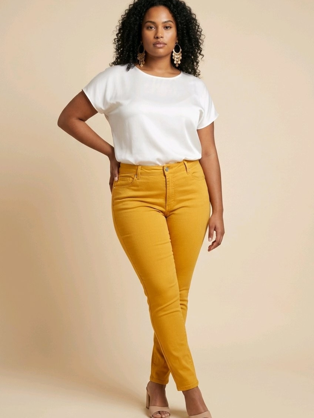 St. John’s Bay Women’s Size 12 Mustard Yellow Skinny Jeans Stretch Pants